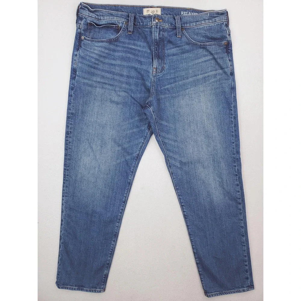 Madewell Jeans Mens 40x32* Blue Medium Wash Relaxed Taper Stretch Denim Pants